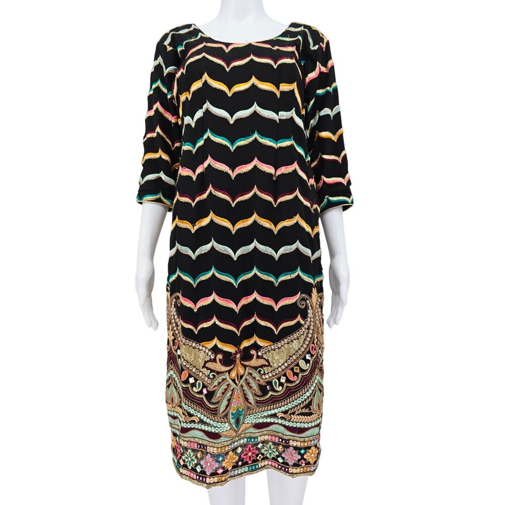 Handmade Embroidered Pashmina Indian Sequin Midi Dress M